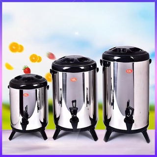 【Ready Stock】Milk Tea Bucket Milk Tea Barrel Water Jug Stainless Thermos Jug w/ Faucet 8L 10L 12L