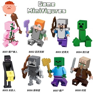 บล็อกตัวต่อเกม ขนาดเล็ก B001-B008 Creeper Alex My World