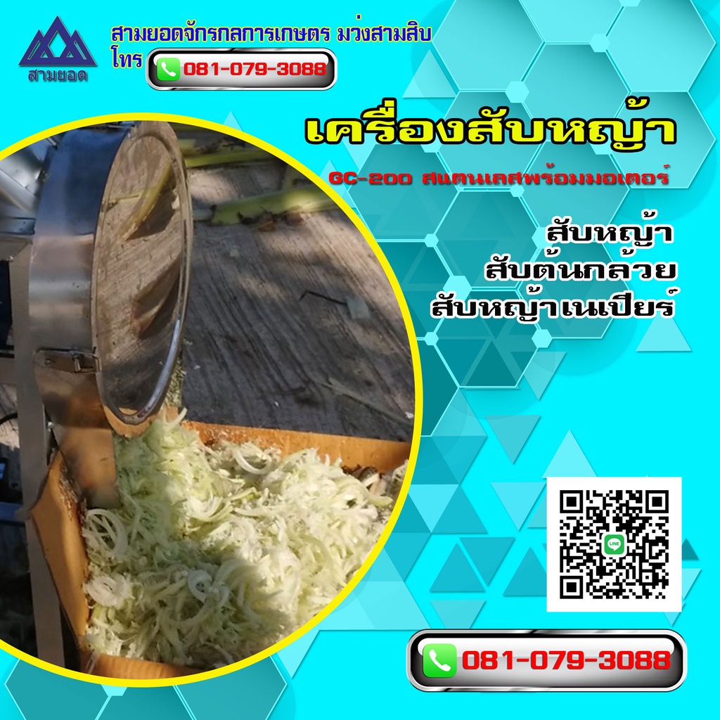 เครื่องสับหญ้า GC-200L สเตนเลส พร้อมมอเตอร์