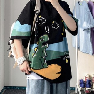 🍰 G018🍉🥑 เสื้อยืด ผ้านิ่ม🧊 ไดโนเสาร์คำราม!! สไตล์ฮ่องกง ฤดูร้อน 🔥🌂
