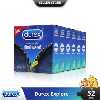 Durex Explore ถุงยางอนามัย ผิวเรียบ ผนังไม่ขนาน ขนาด 52 มม. บรรจุ 6 กล่อง (18 ชิ้น)