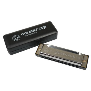 เม้าท์ออร์แกน Golden Cup  10 ช่อง มีหลายคีย์ให้เลือก และ ขาจับเม้าท์ออร์แกน Landwin (Harmonica Holder)