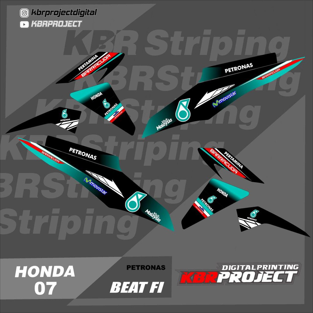 BEAT 2013 2014 2015 Fi / F1 Old Motorcycle Striping Stickers Honda Variation Petronas 07 TRANSPARENT