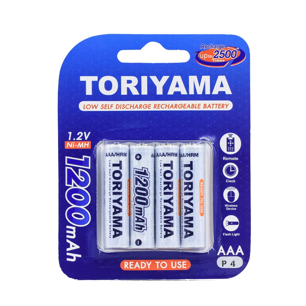 Toriyama ถ่านชาร์จ AAA 12000 / AA1200 (แพค 4 ก้อน) ระบุเลือกสินค้าในตัวเลือกสินค้า