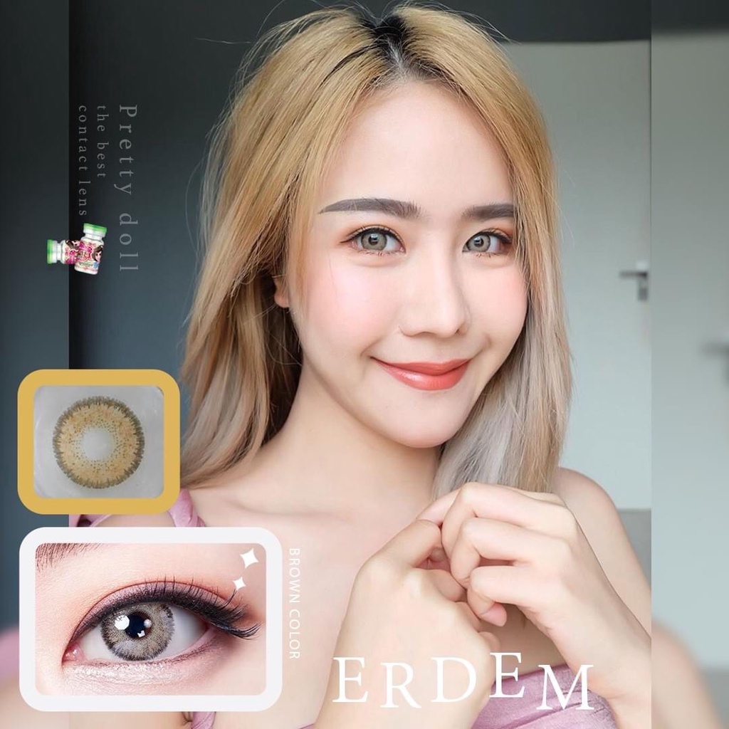 (COD)คอนแทคเลนส์ Contactlens สายฝ. Erdem Prettydoll สายตา+ปกติถึง- 6.00 เลนส์นิ่มใส่สบายตา แถมตลับ