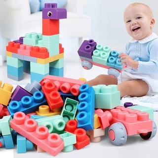 (พร้อมส่ง) บล็อคตัวต่อ 60/50/20pcs ตัวต่อ บล็อกซิลิโคน ของเล่นตัวต่อยางนุ่มสำหรับเด็ก ของขวัญ