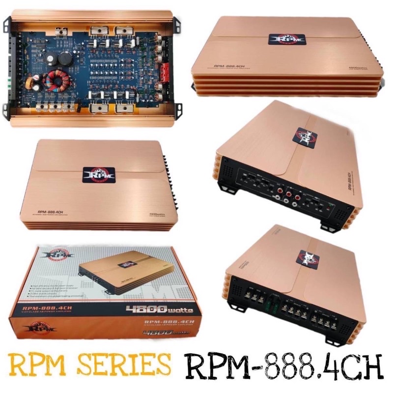 เพาเวอร์ขับเสียงกลาง AB 4CH เสียงดี  แรงๆ รุ่น RPM-888.4CH 4800w. เพาเวอร์ขับเสียงกลาง เครื่องเสียงร