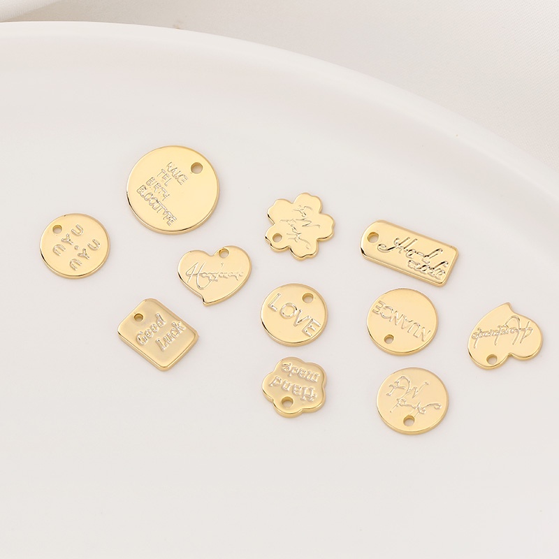 จี้ 14K ทองแดง Clad Gold ตัวอักษรภาษาอังกฤษดอกไม้หัวใจ