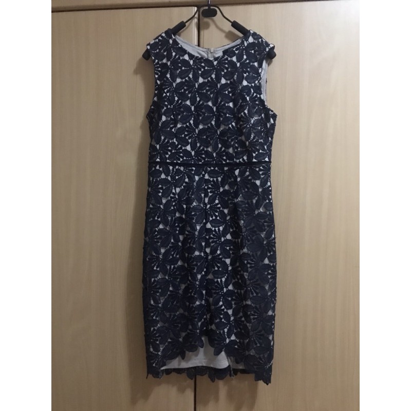 Dress RMV สีกรมท่า ผ้าลูกไม้