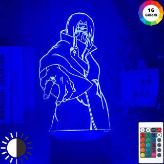 โคมไฟกลางคืน รูป Itachi Uchiha 3D เซนเซอร์รีโมตสัมผัส USB สําหรับตกแต่งห้องนอนเด็ก