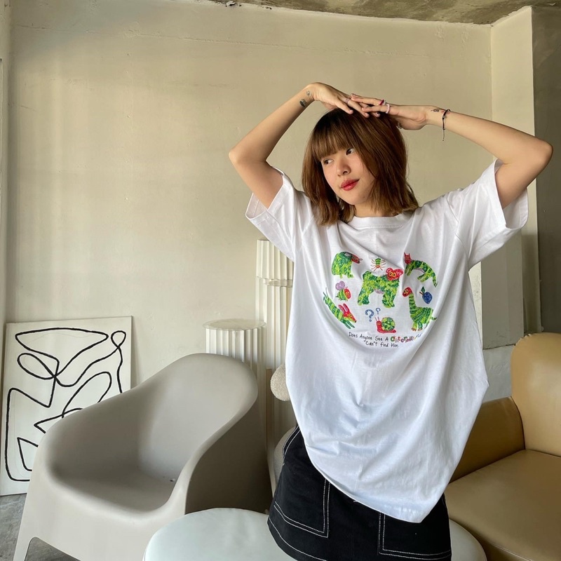 caterpillar lover Tee 🍎🐛🦷(เนื้อผ้าใหม่ หนาอยู่ทรง ไม่บาง)
