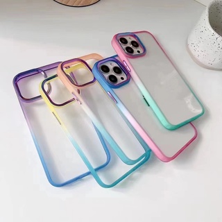 เคสหลังใสขอบสีทูโทน สำหรับOppo A17 A17K A77S A96 Reno7 Reno7Z A76 A74 A54 A53 A9-20 A5-20 A16 A16K A15 A15S RealmeC11