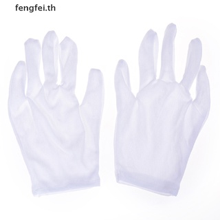 Fengfei ถุงมือผ้าฝ้าย สีขาว สไตล์ฮิปฮอป สําหรับปาร์ตี้ฮาโลวีน 1 คู่