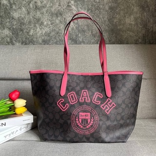 COACH CB869 CITY TOTE IN SIGNATURE WITH VARSITY MOTIF