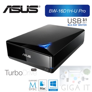 Asus External Blu-ray รุ่น BW-16D1H-U PRO Black Ultra Fast (เครื่องอ่าน-เขียนบลูเรย์พกพา) ประกันศูนย์ 1 ปี