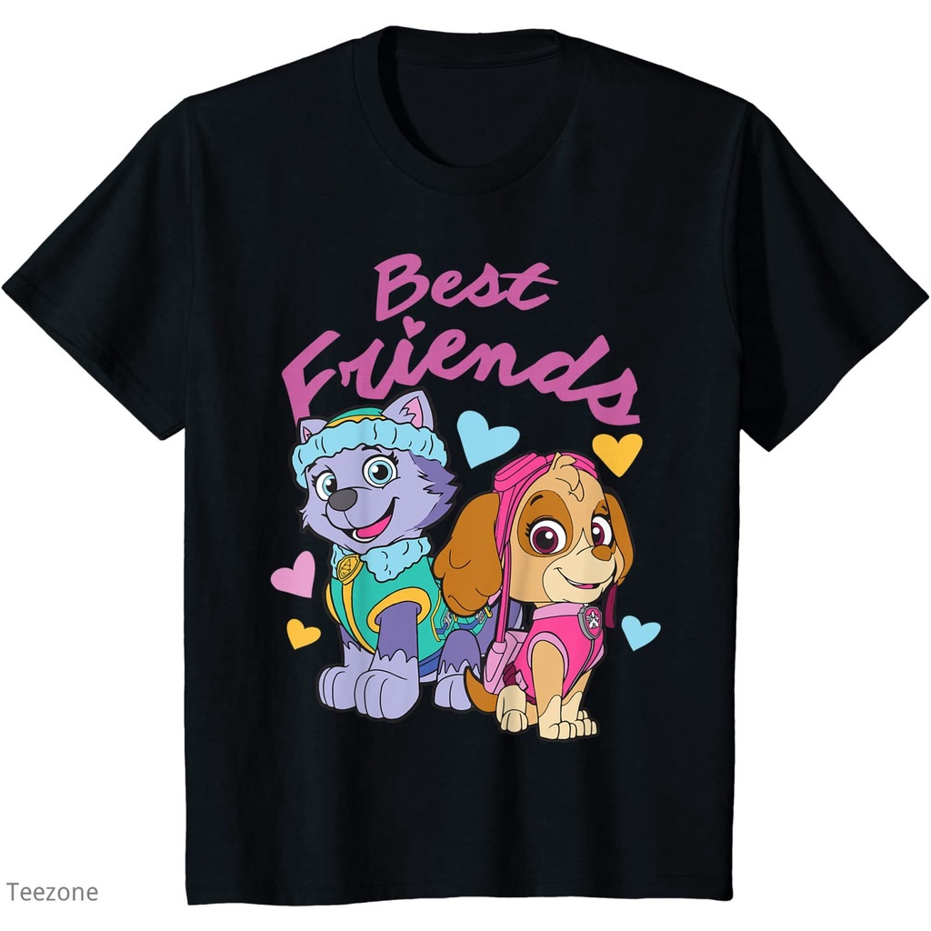 เสื้อยืดผู้ เสื้อยืดแขนสั้น คอกลม ผ้าฝ้าย พิมพ์ลาย PAW Patrol Skye&Everest Best Friends แฟชั่นฤดูร้อ