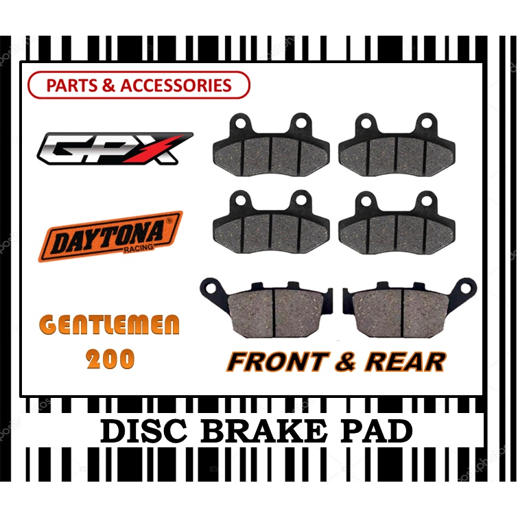 ชุดผ้าเบรค GPX GENTLEMAN 200 FR0NT & REAR DAYTONA TYPE