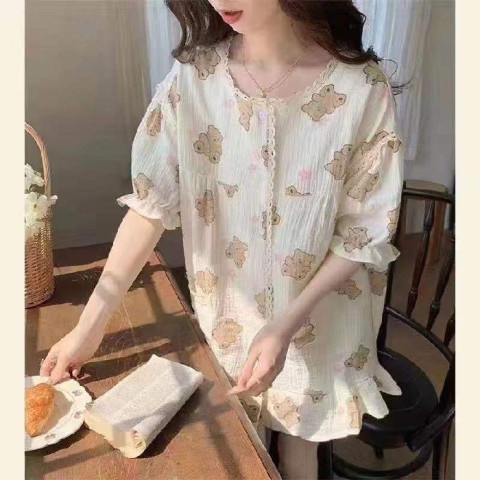 🍒🧸(ราคาต่ำสุด)ชุดนอนลายดอกมรกต，ชุดนอนแสนสบาย，สดและน่ารัก，11 สไตล์ให้เลือก，ขาสั้น+เสื้อ，M-2XL - รูปที่ 4