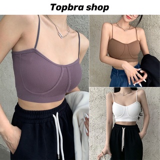 🔥ลดทันที30฿ โค้ดINC6LFF6🔥Topbra_shopเสื้อใน ซับใน ครอปบราปรับสายได้ เกาะอก ถอดสายได้ เสื้อเสริมบรา บราท็อป CDB216