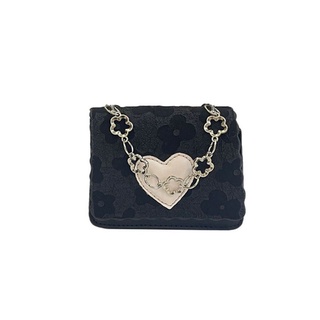 IELGY high-quality black mini heart decoration messenger small bag women