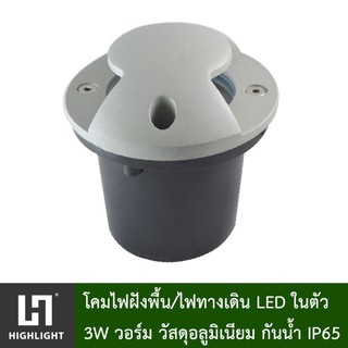 โคมไฟภายนอก โคมไฟทางเดิน โคมไฟฝังพื้น LED 3W แสงวอร์ม WarmWhite 220V/12V รุ่น HL-JP004-3W-3000K กันน้ำ IP65