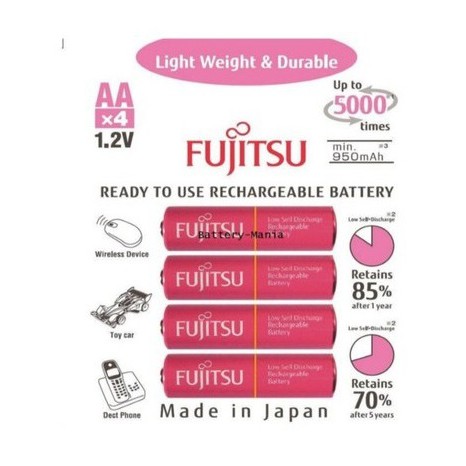 SALE Fujitsu HR-3UTLA ถ่านชาร์จ ขนาด AA 1.2V ความจุ 1000 mAh 4 ก้อน ชาร์จได้ 5000 รอบ อุปกรณ์เสริม กล้องไฟและอุปกรณ์สตูดิโอ กล้องวงจรปิด