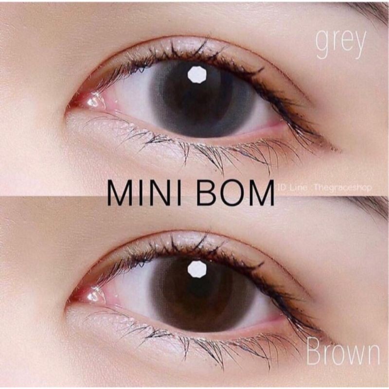 คอนแทคเลนส์ บิ๊กอาย Kitty Kawaii รุ่น Mini Bom สีเทา สีน้ำตาล สีฟ้า สายตาปกติ ธรรมชาติ ราคาพิเศษ