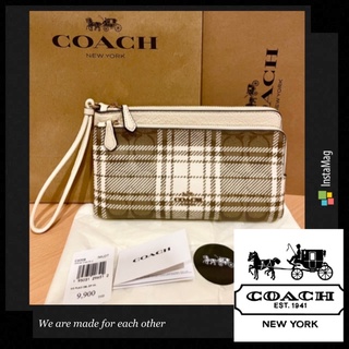 Coach🌹แบรนด์แท้💯 กระเป๋าคล้องมือรุ่น 2 ซิปอะไหล่สีทอง สวยหรู