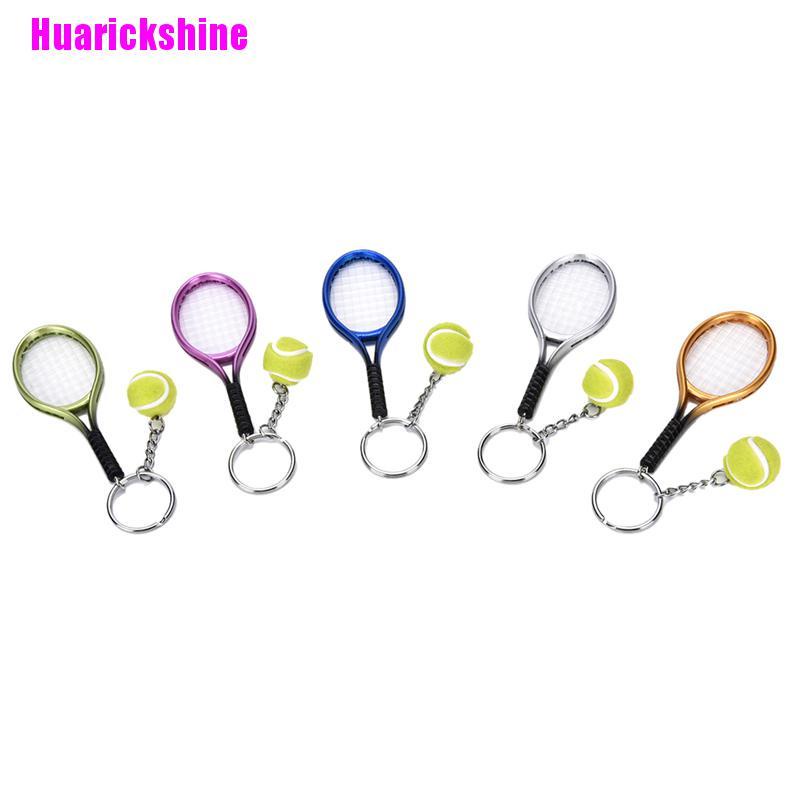 Tennis 20 บาท [Huarickshine] พวงกุญแจแฟชั่นพวงกุญแจโลหะรูปไม้เทนนิส 3D Sports & Outdoors