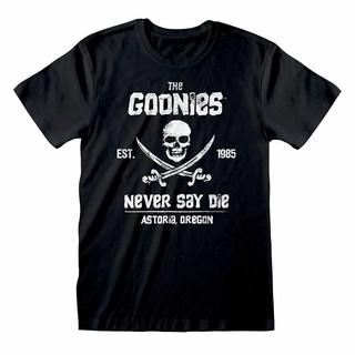 เสื้อยืดผ้าฝ้ายพิมพ์ลายขายดี เสื้อยืดลําลอง คอกลม ลาย Goonies สีดํา สําหรับผู้ชาย