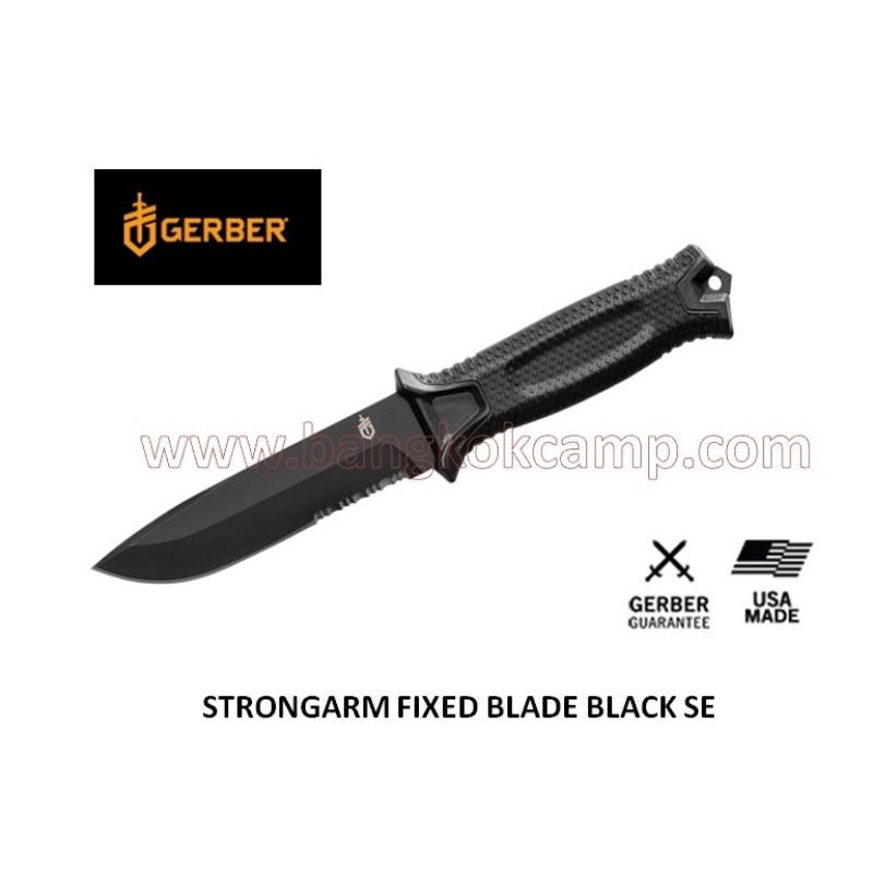 [Genuine] มีดใบตาย Gerber StrongArm Fixed 4.8" Black Combo Blade,  30-001060N ของแท้ Made in USA