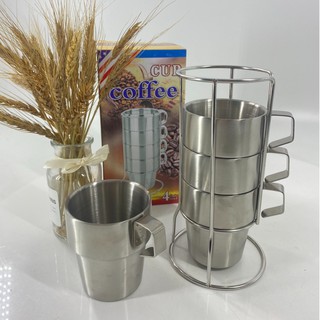 Stainless steel cup ชุดแก้วสแตนเลสอย่างดีพร้อมแรงค์สำหรับเก็บแก้ว***สินค้าพร้อมส่งนะคะ***