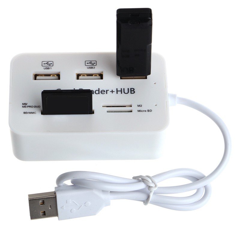 ZS 3 PORT 2.0 USB HUB + 4 SLOT Card Reader (สีขาว)รุ่น HC-02