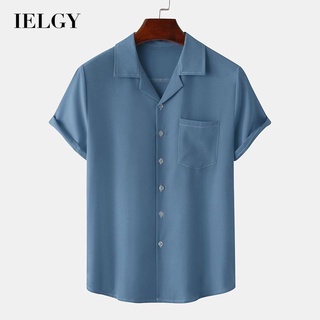 Ielgy เสื้อโปโล คอปก แขนสั้น สีพื้น คลาสสิก สําหรับผู้ชาย