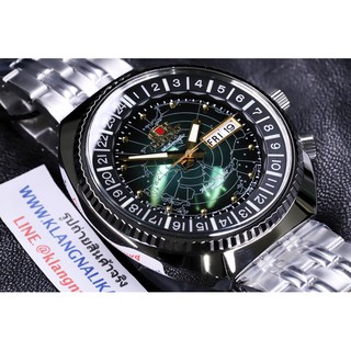 (แถมกล่องแบบพกพา+ที่ตัดสาย) นาฬิกา ORIENT Revival  World Map Automatic รุ่น RA-AA0E02E