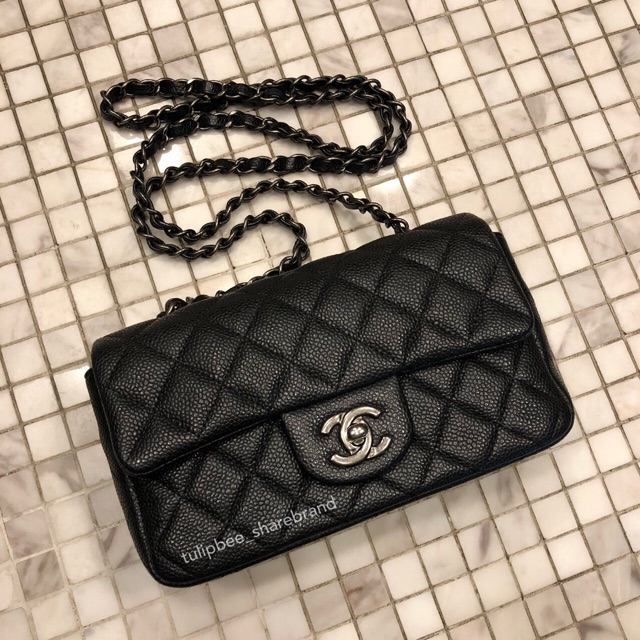 Chanel Mini 8 สี Pearly Black อะไหล่รมดำ Holo 20