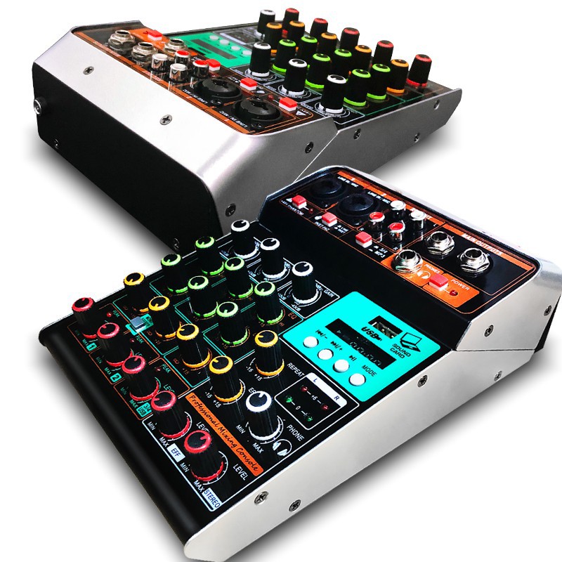 ✚MX4 Audio Mixer 4 Channels Mini Musical Multifunctional PC Interface Mixing Console DJ Built-in Soun