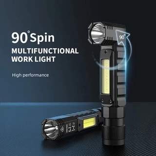 2 in 1 ไฟฉายมัลติฟังก์ชั่น COB+XPG ไฟฉายและไฟคาดศีรษะ ท้ายแม่เหล็กหมุนได้ 360 องศา แบตเตอรี่ในตัว ชาร์จ USB
