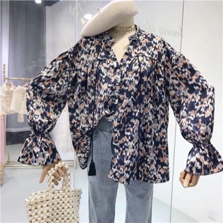 เสื้อเชิ้ต ทรงใหญ่ oversize แกะแบบเกาหลี ผ้า silk satin สวยมาก