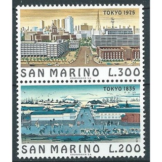 H104 แสตมป์ San Marino ยังไม่ได้ใช้ ชุด World Cities - Tokyo เมืองระดับโลก ปี 1975 สภาพดี จำนวน 2 ดวง ครบชุด