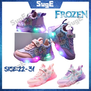 【Suge】รองเท้าเด็ก Elsa Girls Light Up รองเท้าเจ้าหญิงรองเท้าส่องสว่าง เด็ก Frozen Flash LED Shoes