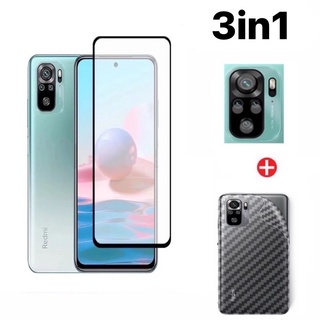 🇹🇭3in1 Xiaomi Redmi Note 10/Redmi Note10 Pro/Redmi Note10(5G)ฟิล์มเลนส์กล้อง + ฟิล์มกระจกเต็มจอ+ ฟิล์มหลัง / ฟิล์มขอบดำ