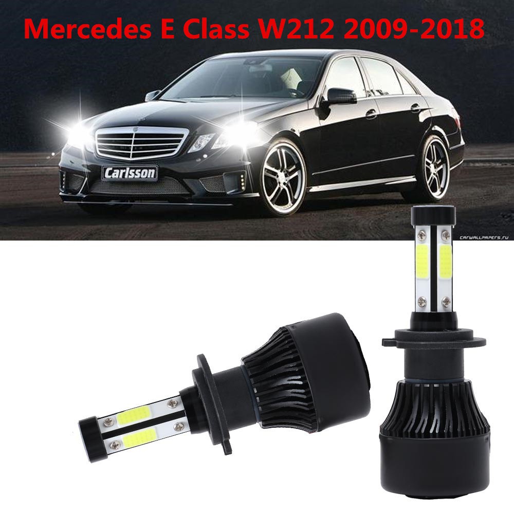 ชุดหลอดไฟหน้า LED H7 6000K 4 ด้าน สําหรับ Mercedes E Class W212 2009-2018 2 ชิ้น