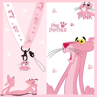 Pink Panther Lanyards สายคล้องคอโทรศัพท์สำหรับป้าย ID Badge โทรศัพท์คอสายโทรศัพท์พร้อมพวงกุญแจสำหรับสายโทรศัพท์มือถือสมาร์ท