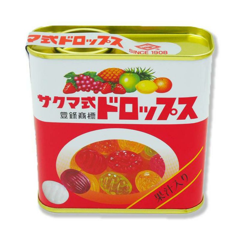 ลูกอมสุสานหิ่งห้อย Sakuma drop since 1908 ลูกอมกล่องเหล็กชื่อดังในญี่ปุ่น ลูกอมรวมรสผลไม้ ลูกอมญี่ปุ่น