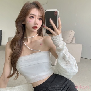 เสื้อสายเดี่ยว สายเดี่ยว ผ้าตาข่าย เข้ารูป แบบเย็บติดกัน สําหรับผู้หญิง