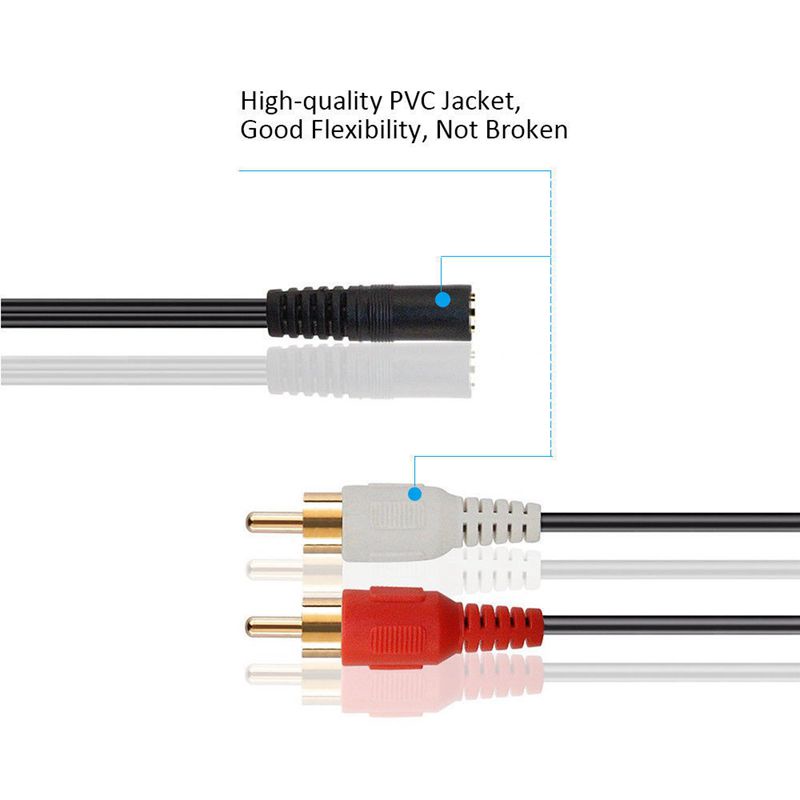 สายสัญญาณเสียงสเตอริโอ แจ็ค Aux 2-RCA ตัวผู้ เป็นตัวเมีย รูปที่ 6