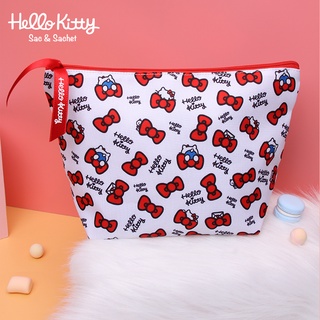 【Authorized】ใหม่ กระเป๋าถือ ผ้าแคนวาส ลาย Hello Kitty สําหรับใส่เครื่องสําอางผู้หญิง KT98617-10