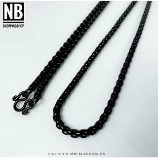 B-643 สร้อยคอสแตนเลสแท้ ผ่าหวาย กว้าง 4mm สีBlack color สร้อยพระ 1องค์ 3องค์ 5องค์ สร้อยคอแฟชั่น ไม่ลอก ใส่อาบน้ำได้
