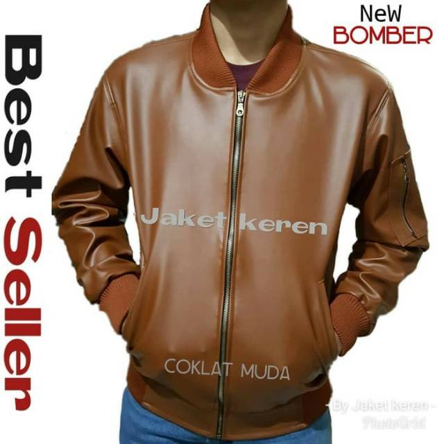 Hitam Mens Bomber Jacket เสื้อแจ็คเก็ตหนังผู้ชาย Exclusive Mocca Semi Leather Jacket Mens Black Bomb